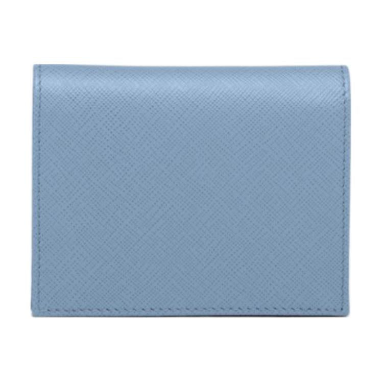 PRADA Saffiano Cow Leather Wallet Women's Light Blue/Blue