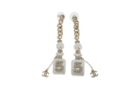CHANEL Earrings Women's Gold, White