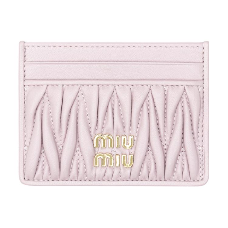 MIU MIU MatelasséMaritime Nappa Leather Card Holder Women's Light Pink