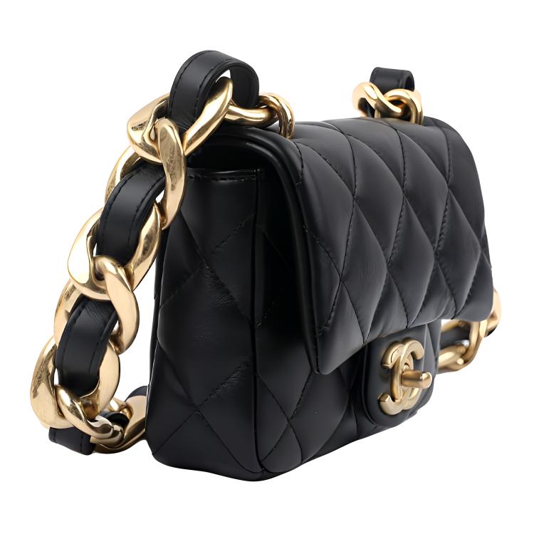 CHANEL Lambskin Flap Bag, Crossbody Bag, Shoulder Bag Women's Black