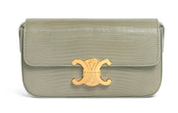 CELINE Triomphe Lizard Skin Shoulder Bag, Handbag, Crossbody Bag, Shoulder Bag Women's Gray Green