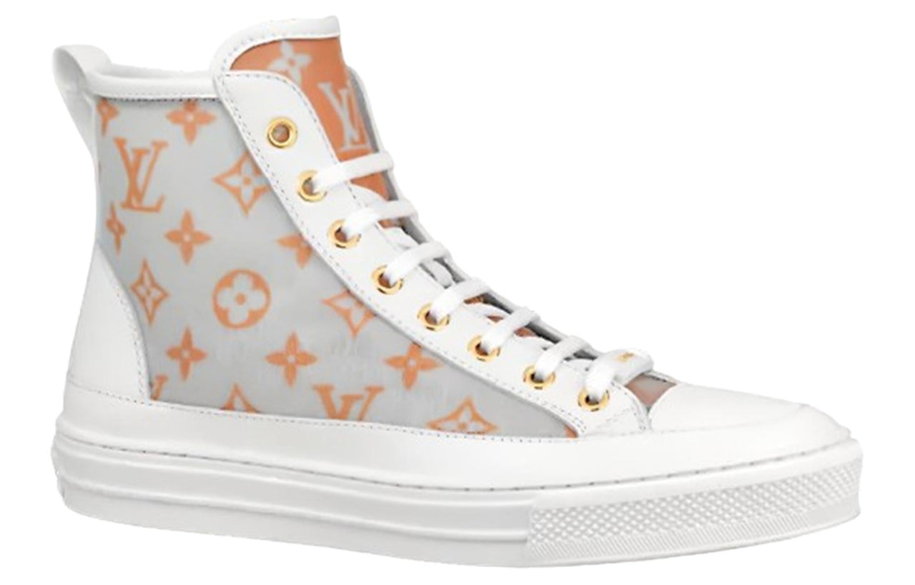 LOUIS VUITTON Stellar Ankle Sneakers 'White Grey Orange' Women's
