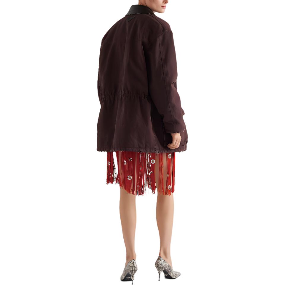 PRADA Eyelet embellished Fringe Skirt