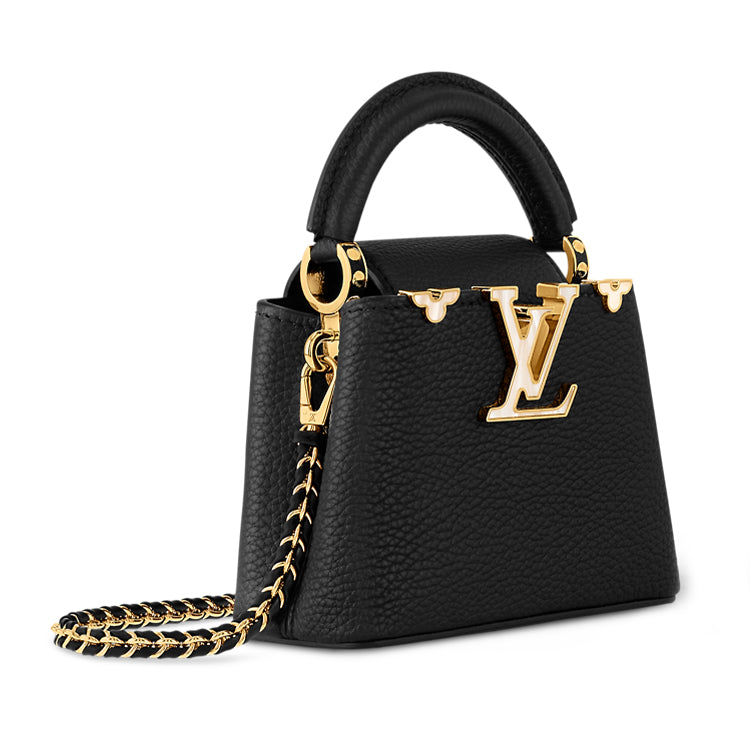 LOUIS VUITTON Capucines Aurillon Cow Leather Shoulder Bag, Crossbody Bag, Handbag Nano Women's Black