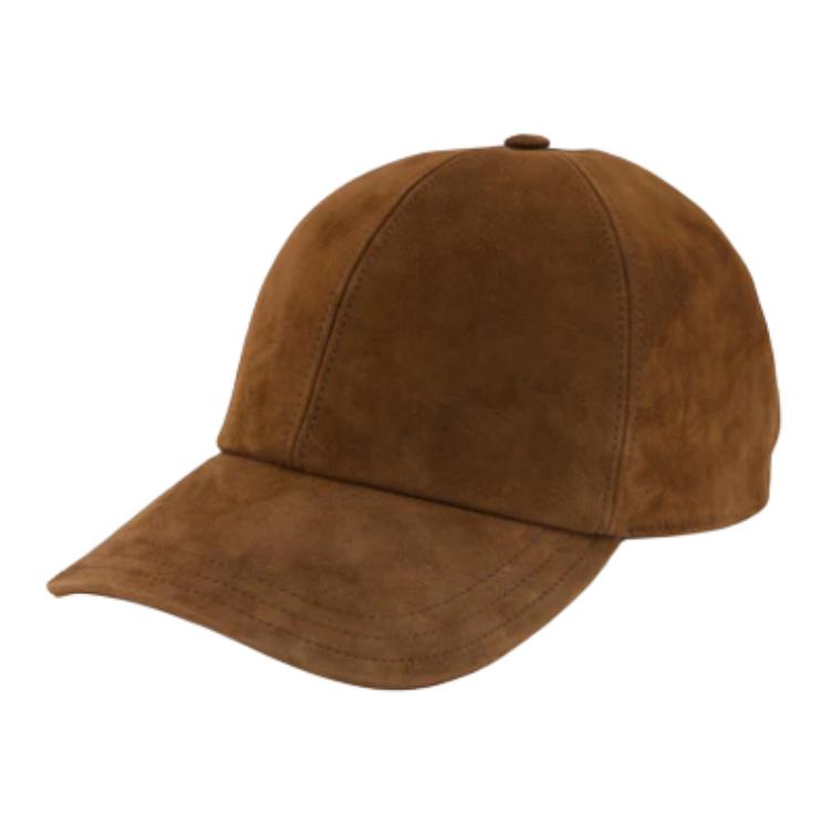 PRADA Leather Baseball Caps Unisex Brown