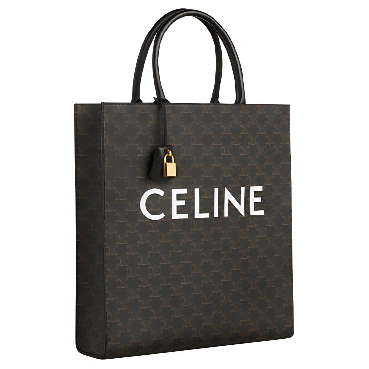 CELINE Cabas Cow Leather Handbag Tote Bag Shopping Bag Handbag Shoulder Bag Large Size Unisex Black