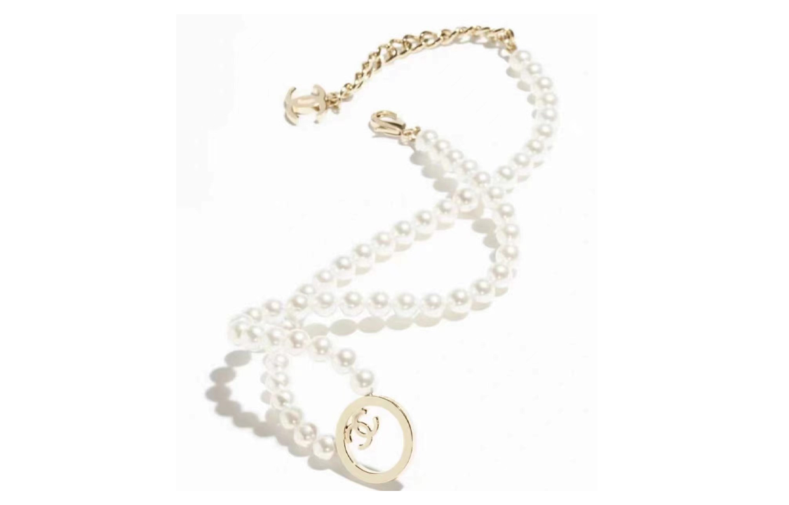 CHANEL Pearl Necklaces Women's White