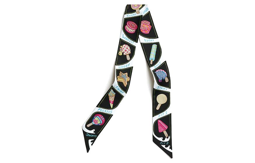 HERMES Mulberry Silk Silk Scarves Women's Black