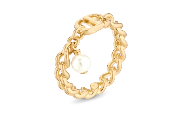 DIOR Metal, Resin, Pearl Rings Women's Gold
