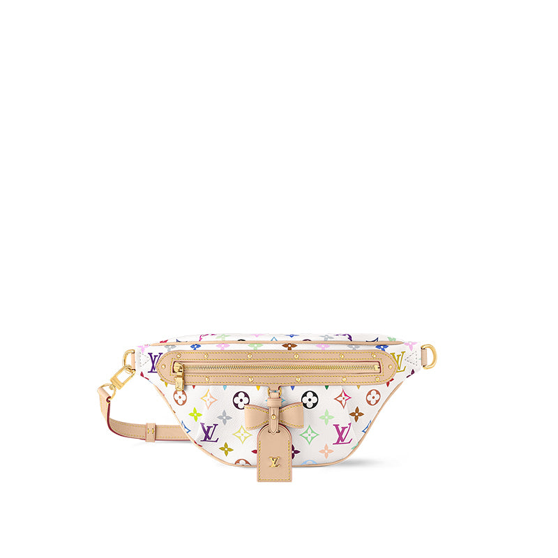 LOUIS VUITTON Takashi Murakami Village Co-Financing Leather Trim Fanny Pack Women's White & Light Brown