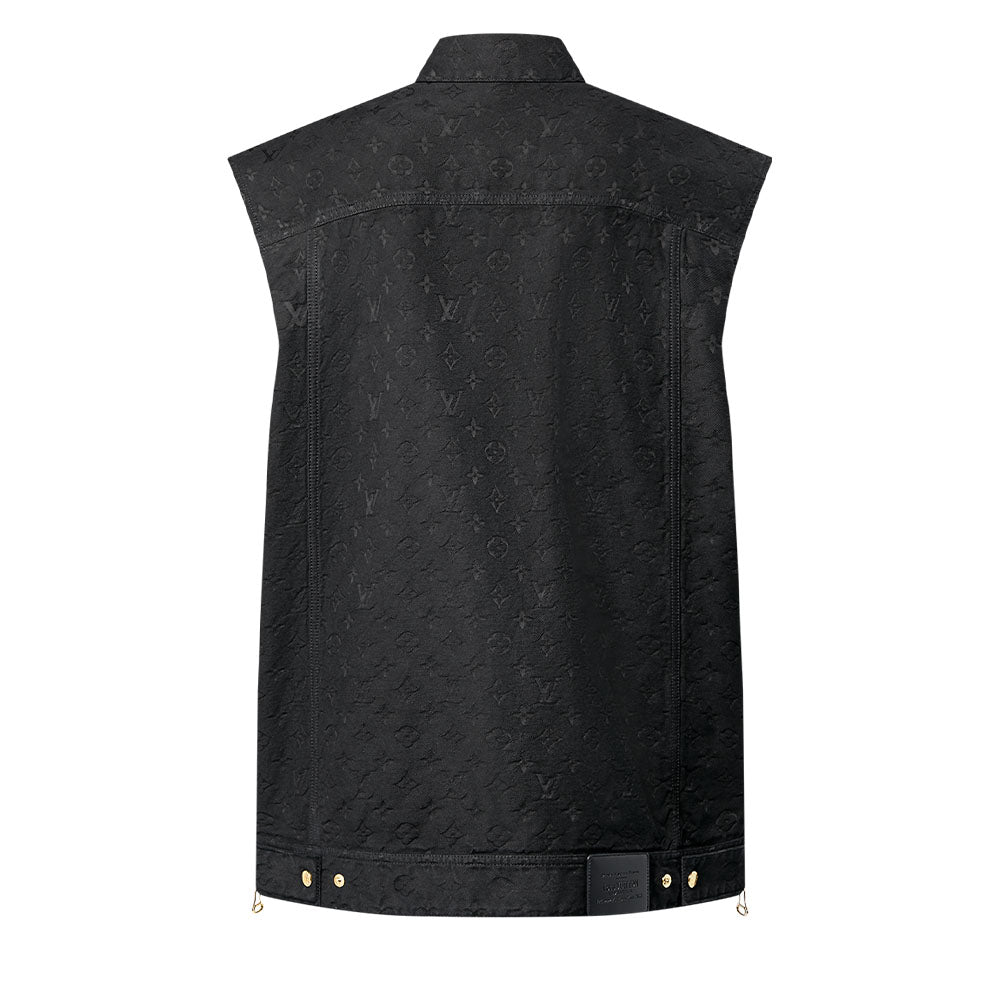 LOUIS VUITTON Sleeveless Monogram Jacquard Denim Jacket