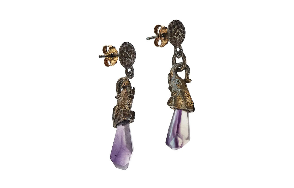 PRADA Bronze Earrings Women's Purple