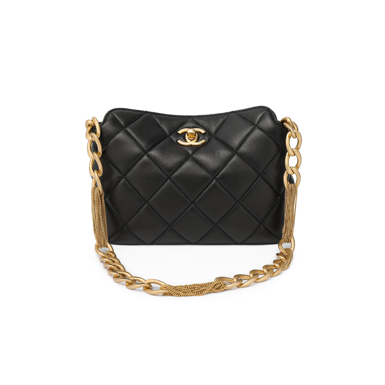 CHANEL Sheepskin Hobo Bag Handbag Shoulder Bag Women's Black