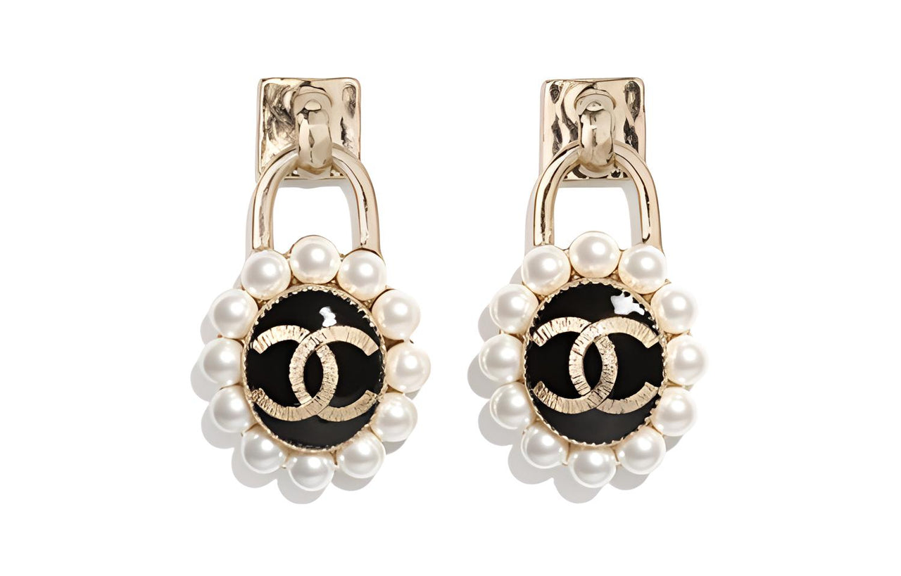 CHANEL Earrings Women's Gold/Black