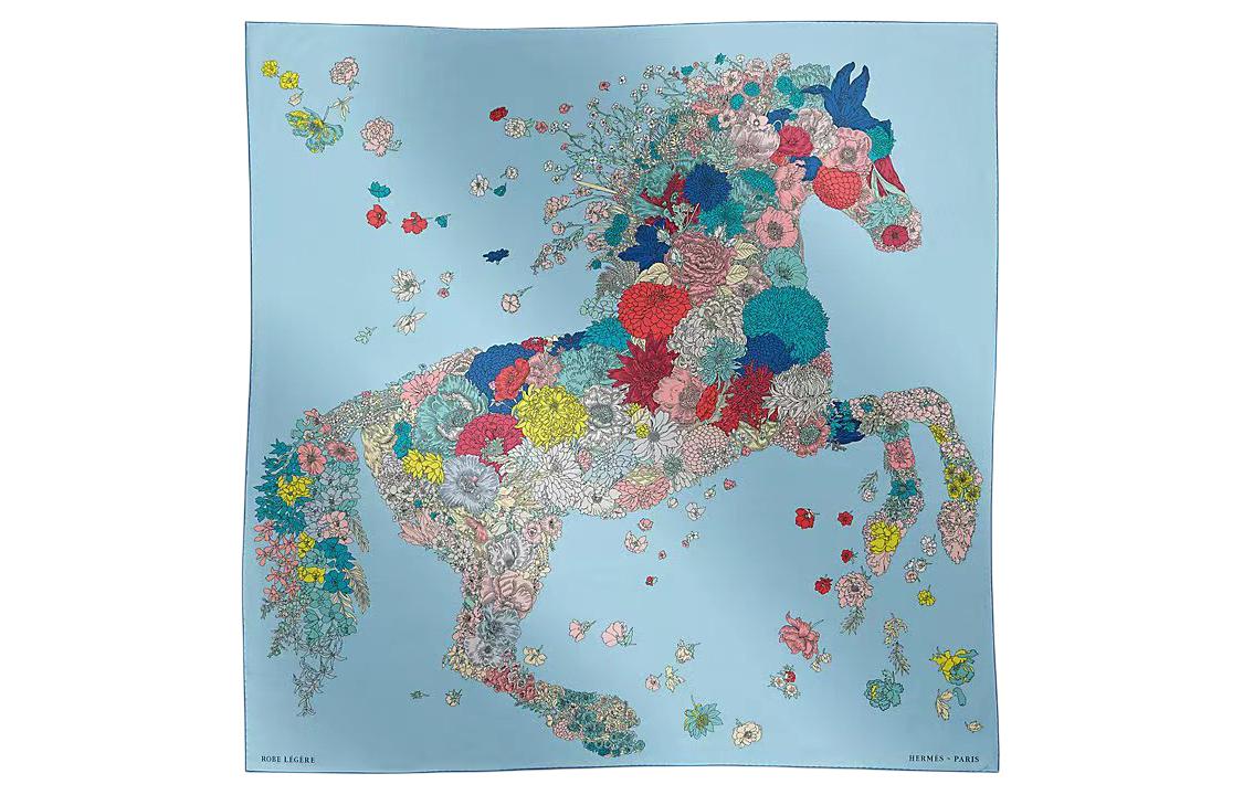 HERMES Silk Scarves Women's Blue
