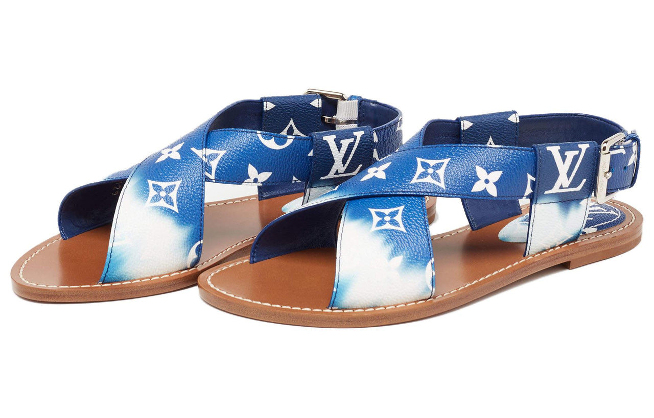 LOUIS VUITTON Palma Monogram Beach Sandals Women's Blue