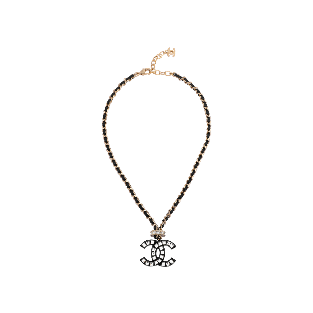 CHANEL Rhinestone Necklaces Women's Gold