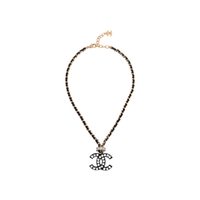 CHANEL Rhinestone Necklaces Women's Gold