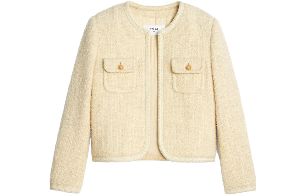 CELINE Light Tweed Chelsea Jacket Ivory