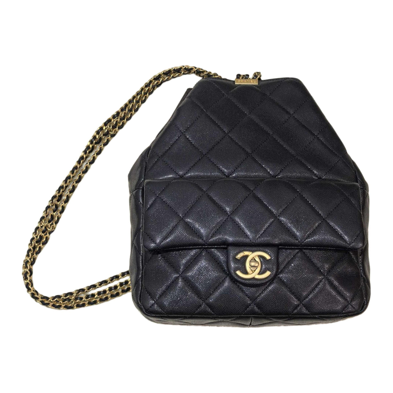 CHANEL Grain Cow Leather Backpack Women's Black