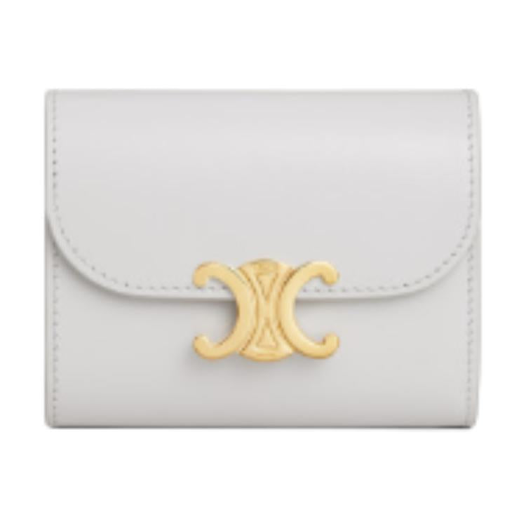 CELINE Shiny Calfskin Wallet Women's Mist Gray