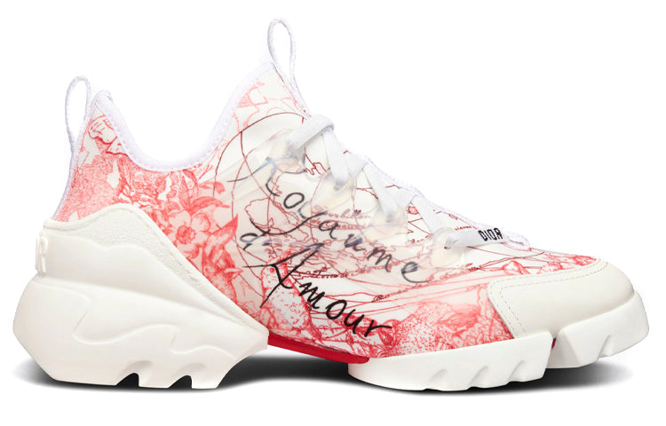 DIOR D Connect Low Top Casual Shoes Women's Red White