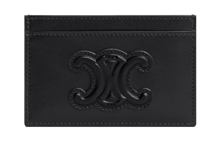 CELINE Triomphe Cow Leather Card Holder, Wallet, Card Holder Regular Unisex Black