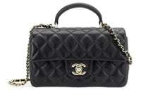 CHANEL Classic Flap CF Lambskin Flap Bag Handbag Shoulder Bag Crossbody Bag Mini Women's Black