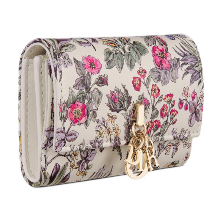 DIOR Calfskin Wallet Women's Latte