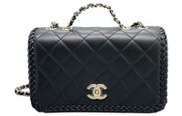CHANEL Lambskin Mouth Cover Bag Crossbody Bag Shoulder Bag Medium Size Women's Black