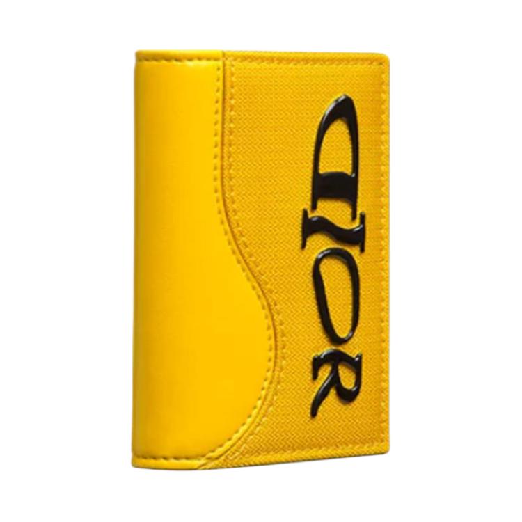 DIOR Nylon With Leather Card Holder Men's Yellow