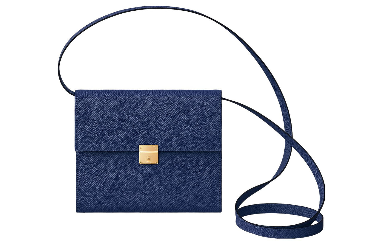 HERMES Clic Epsom Leather Shoulder Bag Crossbody Bag Women's 73 Bleu Saphir Sapphire Blue