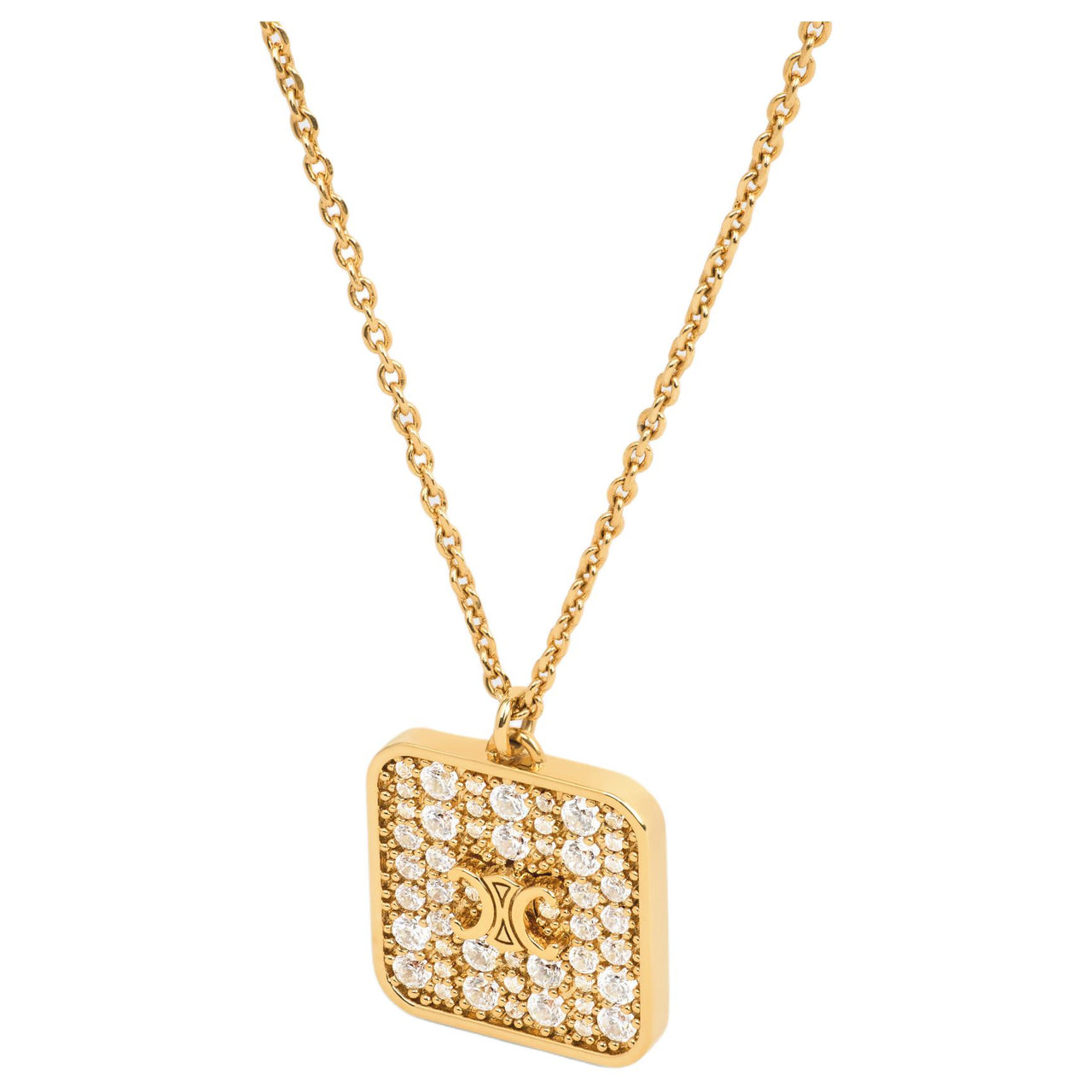 CELINE Triomphe Nightfall Necklace In Strass And Brass With Gold Finish