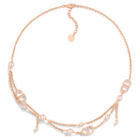 DIOR Resin Metal Faux Crystal Necklaces Women's Rose Gold