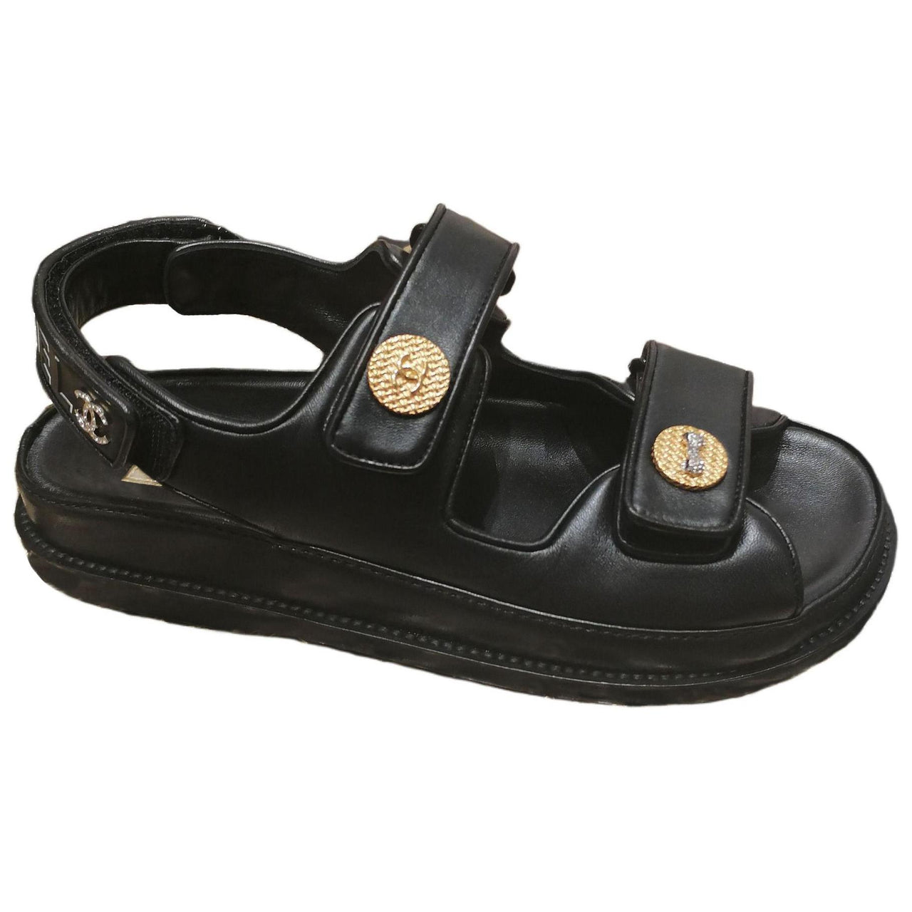 CHANEL Strap Sandals Women's Black