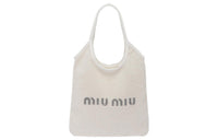 MIU MIU Ivy Straw And Wicker Tote Bag, Shopping Bag, Shoulder Bag, Handbag Women's White/Beige