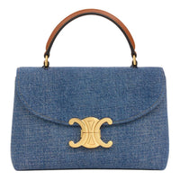 CELINE Denim One Shoulder Handbag Women's Blue
