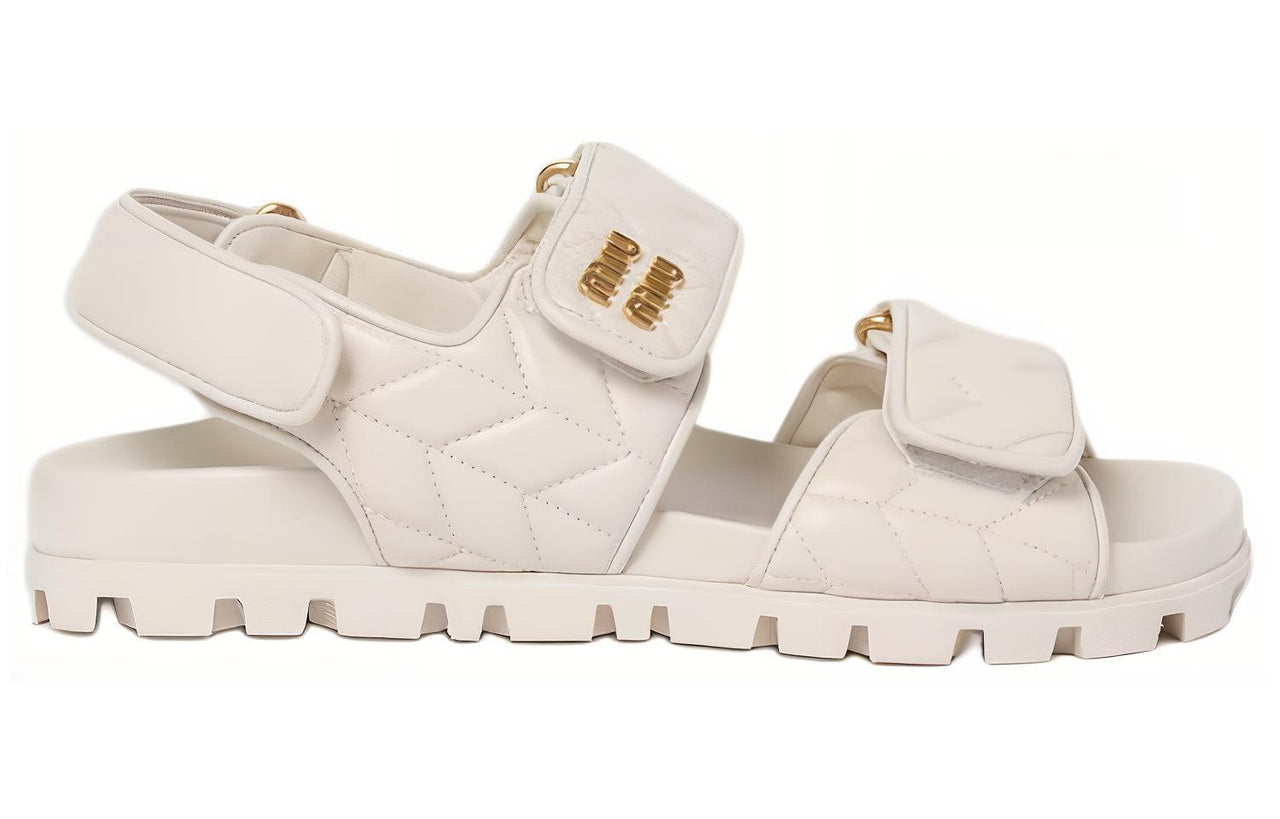 MIU MIU Matelassé Logo-plaque Sandals