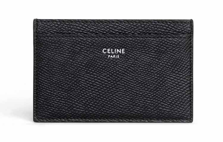 CELINE Grained Cow Leather Card Holder Men's Black