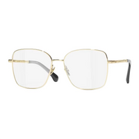 CHANEL Metal Square Eyeglass Frames Unisex Gold