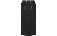 PRADA Leather Long Skirts Women's Black