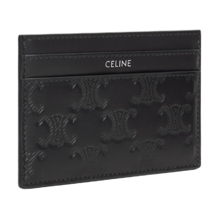 CELINE Lambskin Card Holder Men's Black