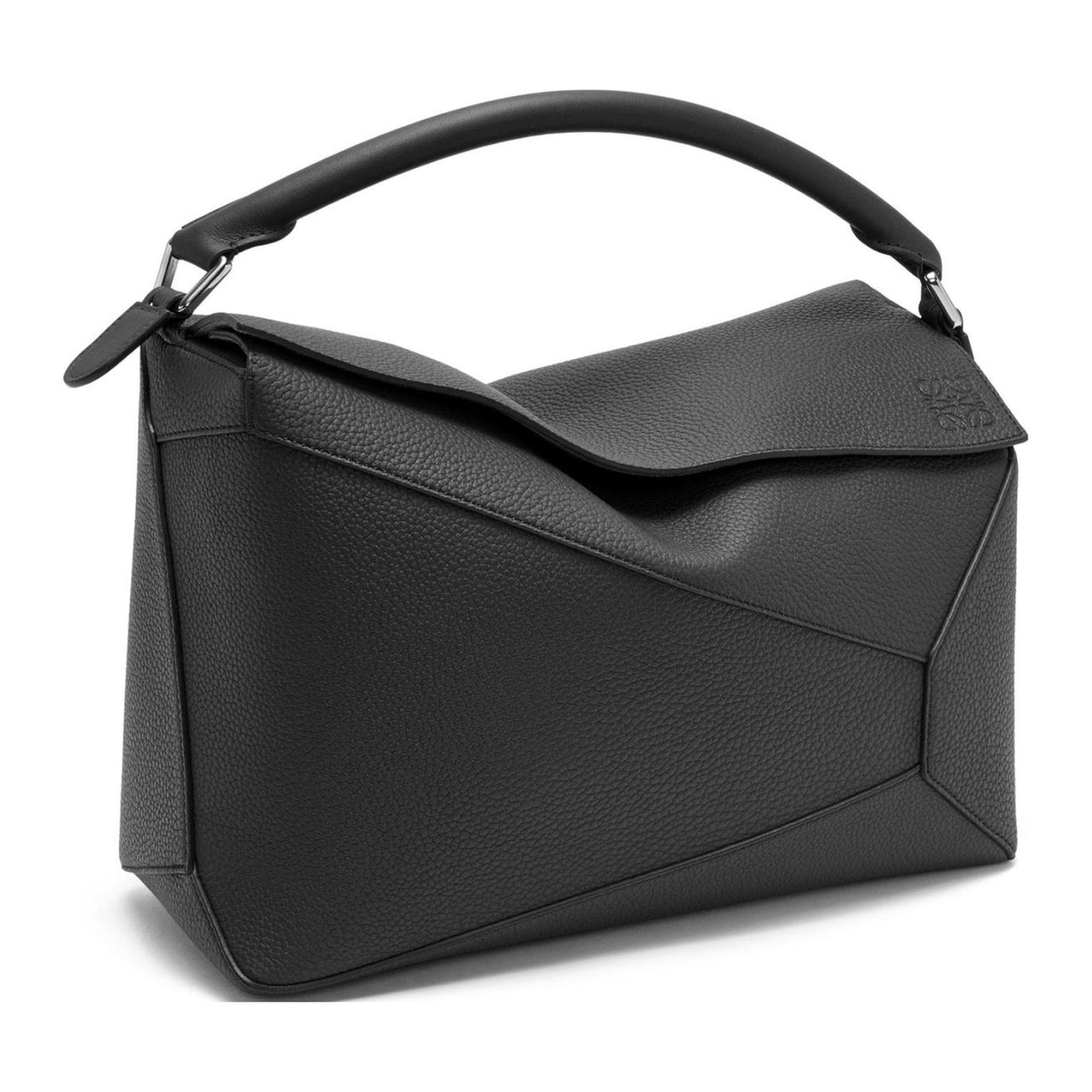 LOEWE Puzzle Grained Calfskin Shoulder Bag Crossbody Bag Handbag Large Size Women's Black