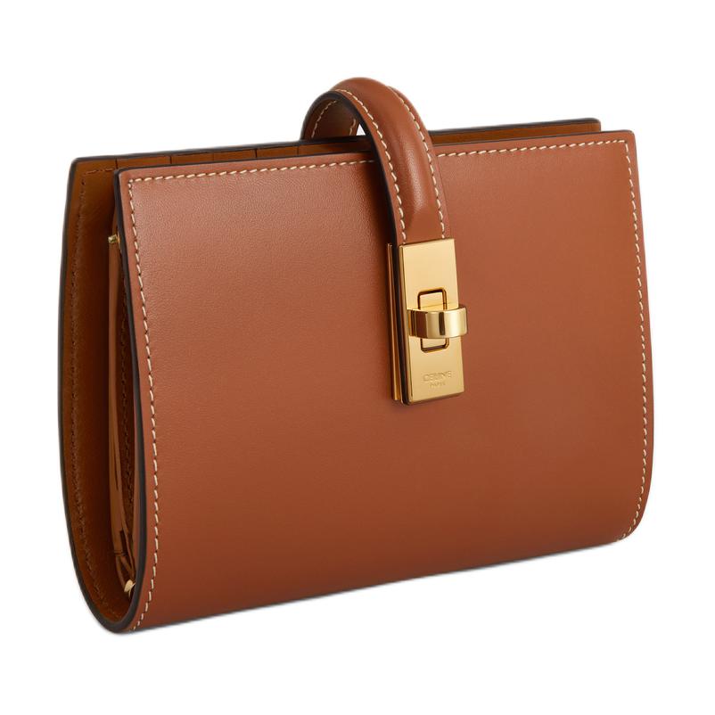 CELINE Shiny Calfskin Wallet Women's Brown