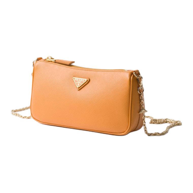 PRADA Saffiano Leather Crossbody Bag Shoulder Bag Mini Women's Amber