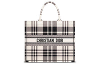 DIOR BookTote Embroidery Tote Bag Shopping Bag Handbag Large Size Women's Black/White