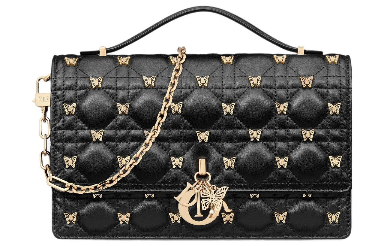 DIOR Sheepskin Shoulder Bag, Crossbody Bag, Handbag Women's Black