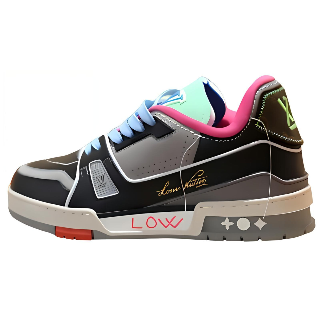 LOUIS VUITTON Trainer Thailand Limited Wear-Resistant Low-Top Skateboard Shoes Unisex Black Gray Color