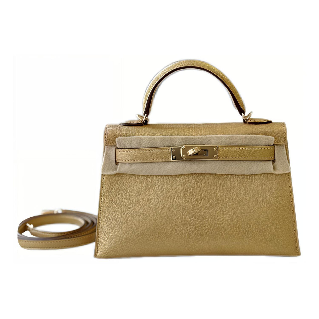 HERMES Mini Kelly 2nd Generation Chamkila Goat Skin Kelly Bag Shoulder Bag Crossbody Bag Handbag Women's Y9 Dorè Gold