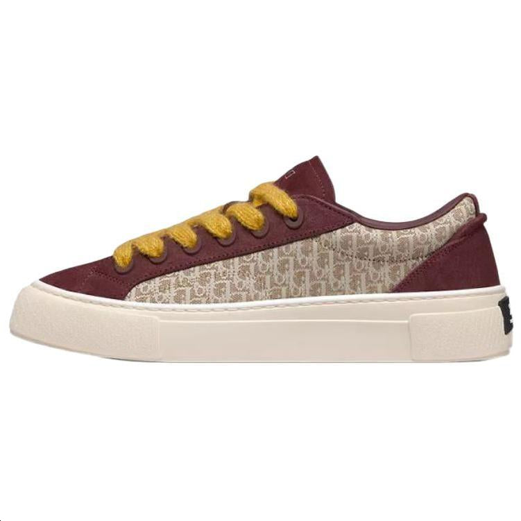 DIOR B33 Platform Shoes Low-Top Skateboard Shoes Men's Burgundy